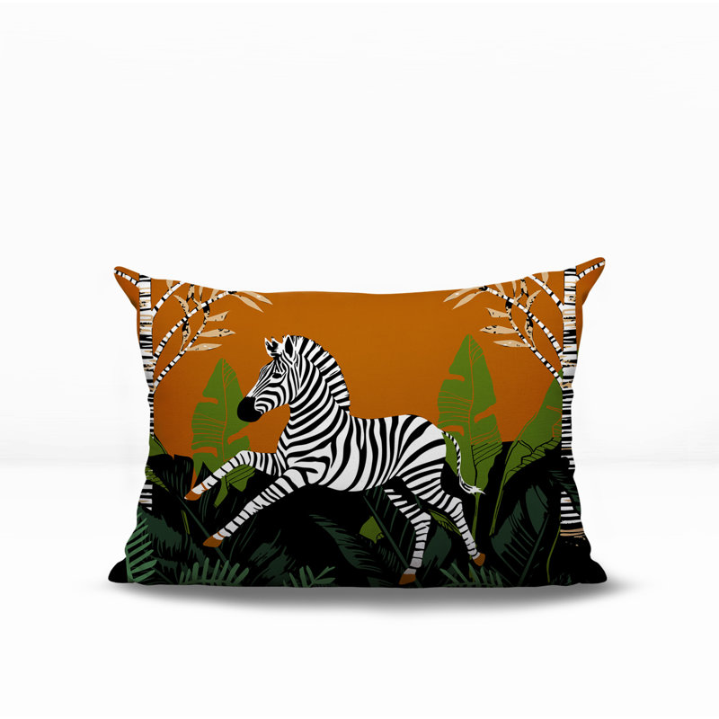Oreiller rectangulaire intérieur / extérieur Asty, Orange, Rectangulaire H 18 po x l 25 po