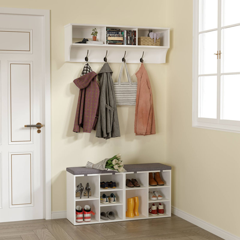 Martika Linen Upholstered Storage Bench, White