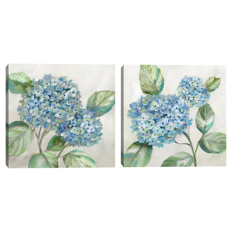 " Hydrangea Beauty I & II By Nan Set Of 2 Canvas Art Prints " 2 - Pieces