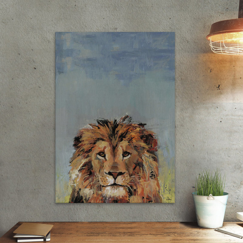 Bonjour Lion II Wrapped Canvas Painting, 61cm H x 41cm W x 3.81cm D