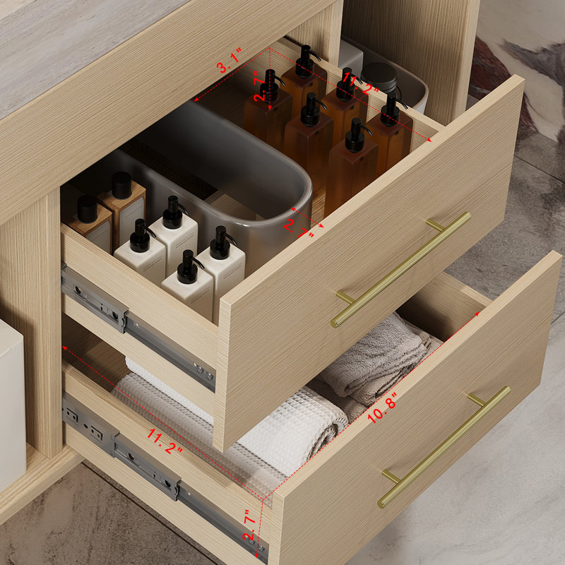 Meubles-lavabos modernes (doit inclure le meuble-lavabo et le lavabo), petite salle de bain avec rangement en bois