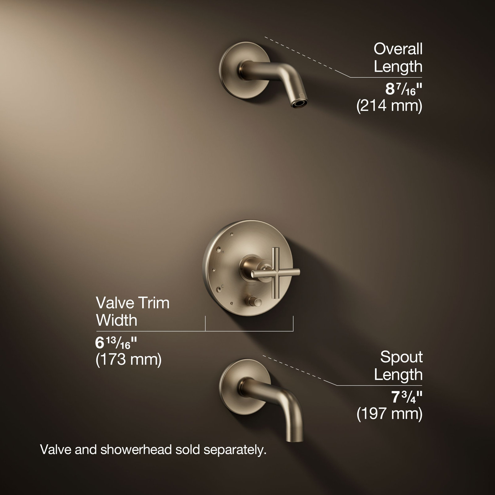 Purist Shower Faucet, Cross, Vibrant Brushed Bronze