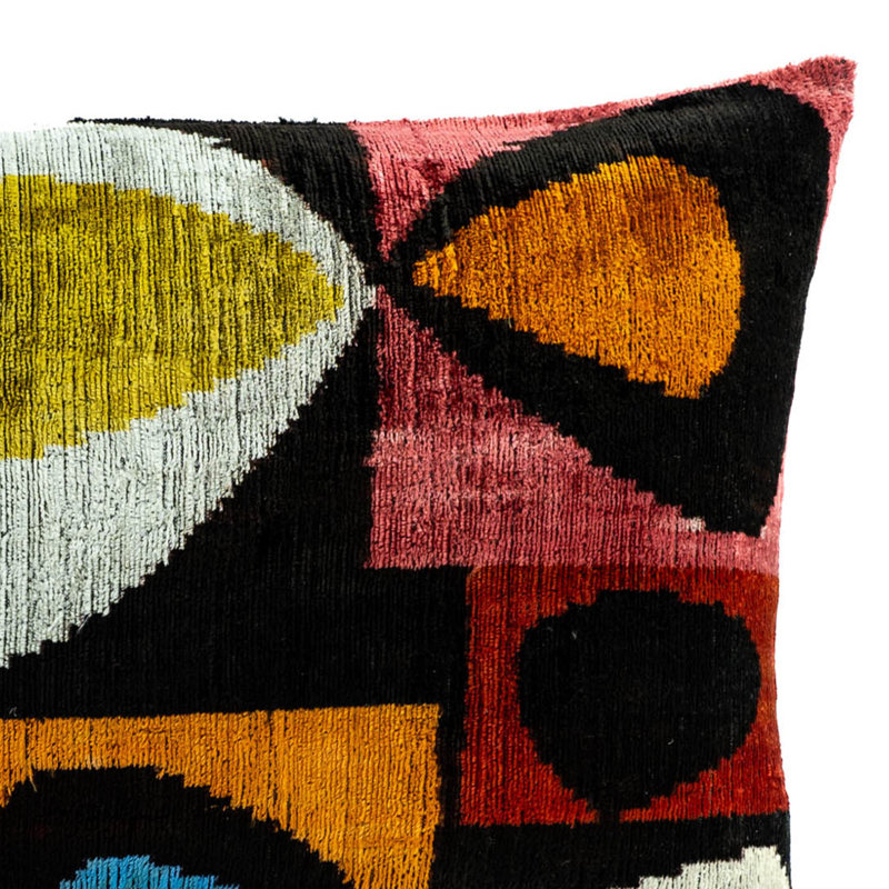 Oreiller en velours de soie Moonlight Ikat, 16 po x 24 po