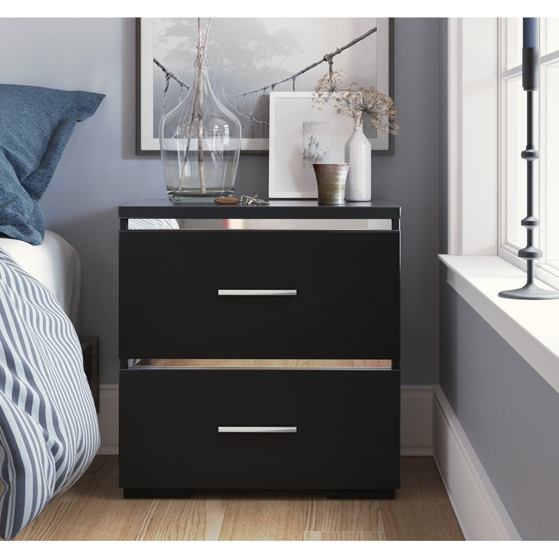 Darren Belmont Finch 2-Drawer Nightstand, Black