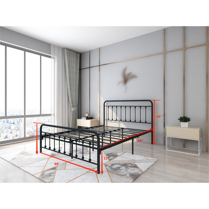 Hidalgo Metal Platform Bed, Black, King
