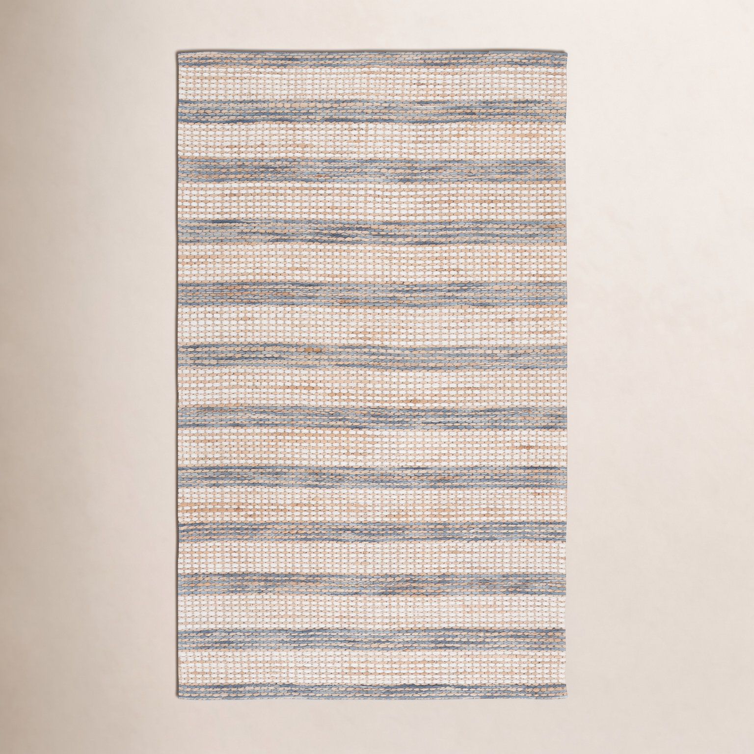Hand-Tufted Striped Jute Wool Rug, 4'-0" X 6'-0" Rectangle
