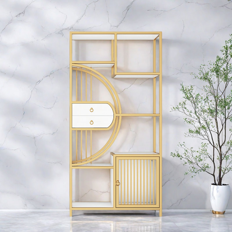Janitzy, (7 Shelves) 78.7"H x 39.3"W x 11.8"D, Black/White