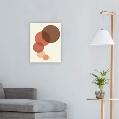 Art mural moderne brun abstrait géométrique sur toile beige, 24 po x 18 po, décoration de salon pour chambre à coucher