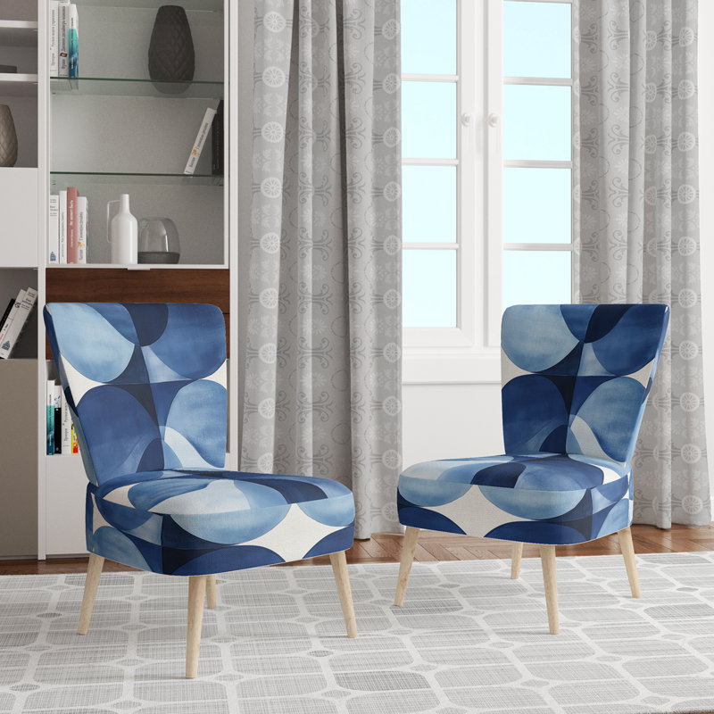 Abstract Shapes Accent Chair - Blue Minimal Curves IV Side Chair, Side Chair Armless