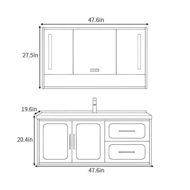 Armoire de salle de bain simple et luxueuse de style nordique, Vert