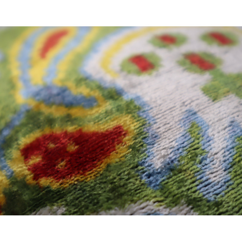Velvet Lumbar Pillow Cover & Insert, Green/Red/Blue Paisley 1