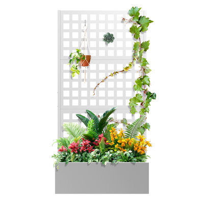 Metal Planter Box with Trellis Planter Trellis for Climbing Plants Vegetable Vines