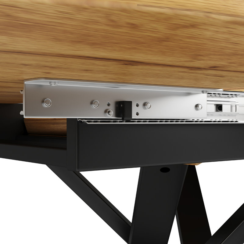 Extendable Metal Base Dining Table, Wood / Black