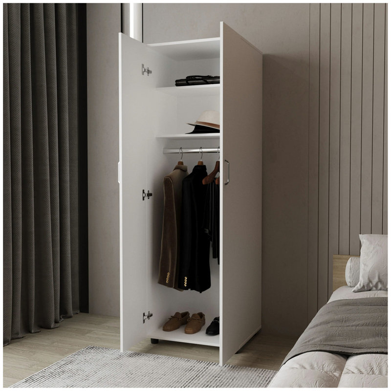 Armoire avec 2 portes et tringle, H 70,9 po x l 23,6 po x P 19 po, Blanc