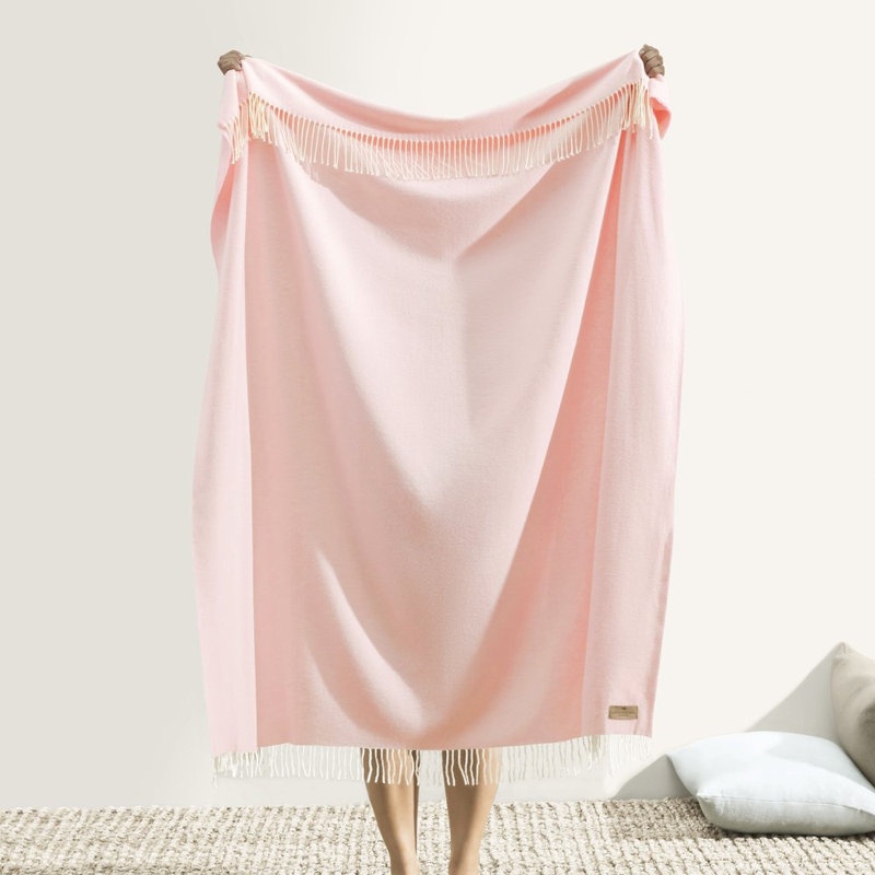 Italian Herringbone Throw, Cherry Blossom