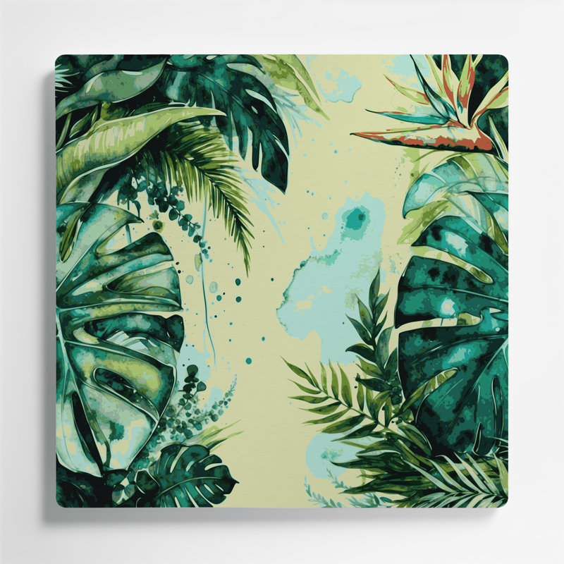 «Hawaiian Tropical Greens», art mural en métal vert, H 12 po x l 12 po