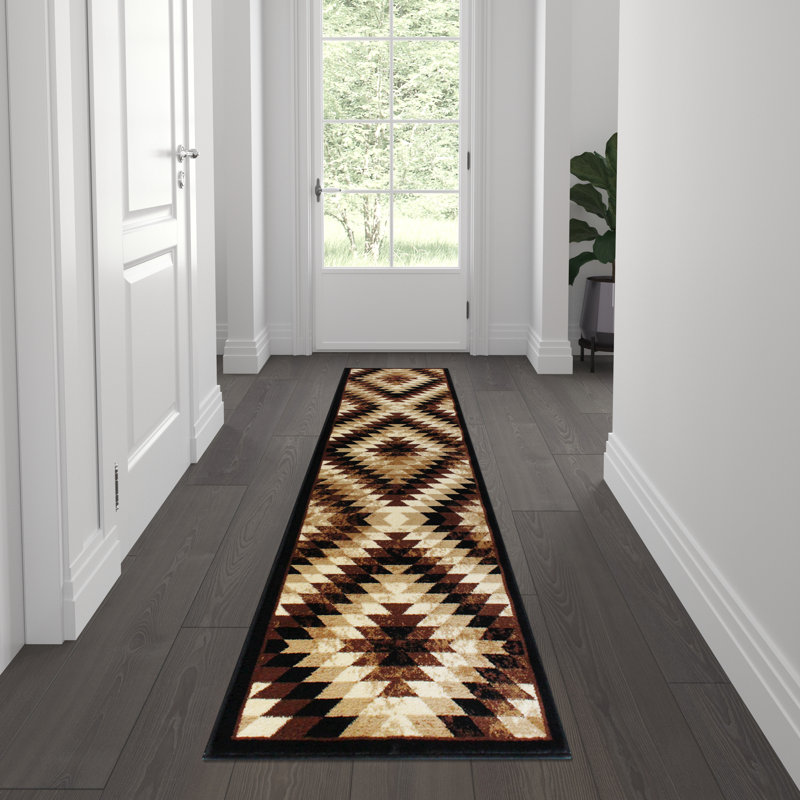 Akwasi Southwestern Style Diamond Patterned Indoor Area Rug, Runner 2' x 7'
