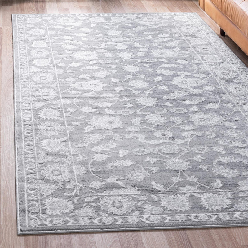 Tapis blanc / gris Musselman, Rectangle 9 pi 10 po x 14 pi, Grey