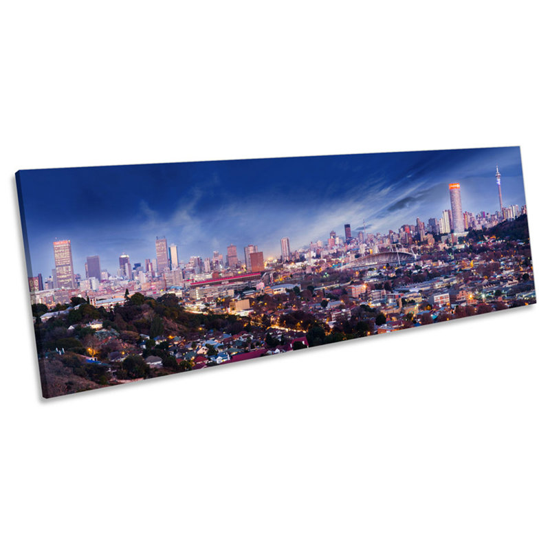 Johannesburg City Skyline South Africa - Wrapped Canvas Panoramic Art Prints, 30.48cm H x 91.44cm W x 2cm D