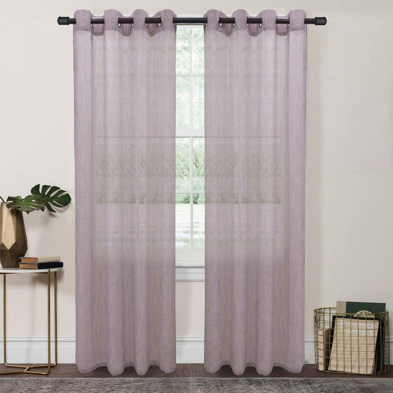Paire de rideaux semi-transparents avec œillets Kimbrick, Bleu nouveau, L 54 po x L 95 po