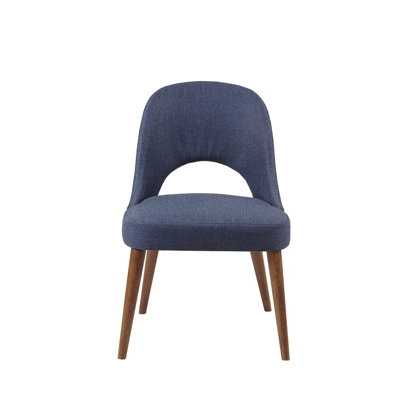 2 Navy Dining Chair - Modern Design, Solid Wood Legs In Pecan Finish Sleek  2  ,