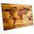 Map World Wooden Effect - Wrapped Canvas Print-67944799
