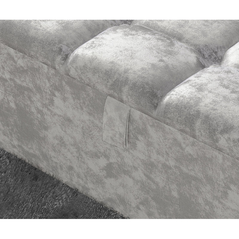 Alaxander 102cm Wide Rectangle Geometric Standard Ottoman with Storage, Silver