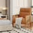 Upholstered Accent Chair With Rattan Arms And Solid Wood Legs-830804758