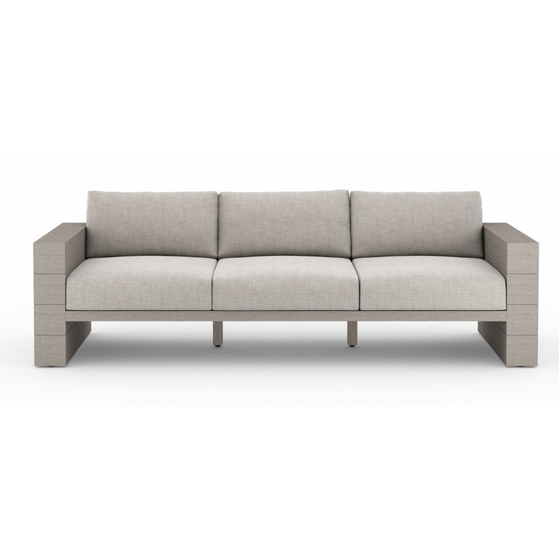 Tsubaki 96" Wide Patio Sofa, Weathered Gray, Charcoal Polypropylene/Olefin