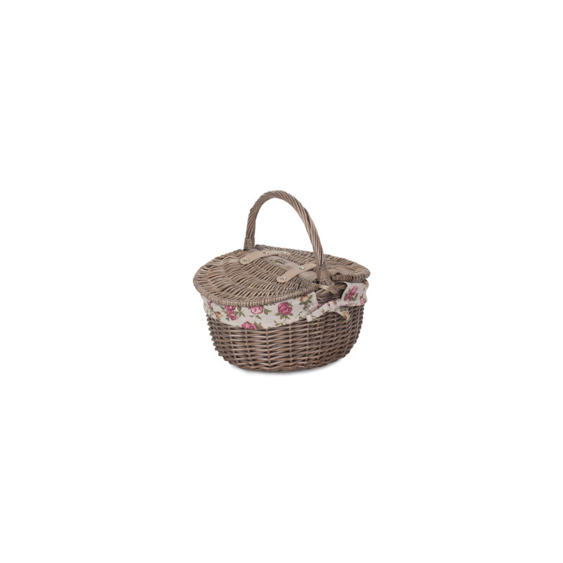 Wicker Small Double Lidded Picnic Basket with Lining
