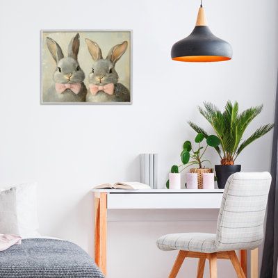 Paire de lapins Bowtie, estampe numérique, design par Petal Prints Design