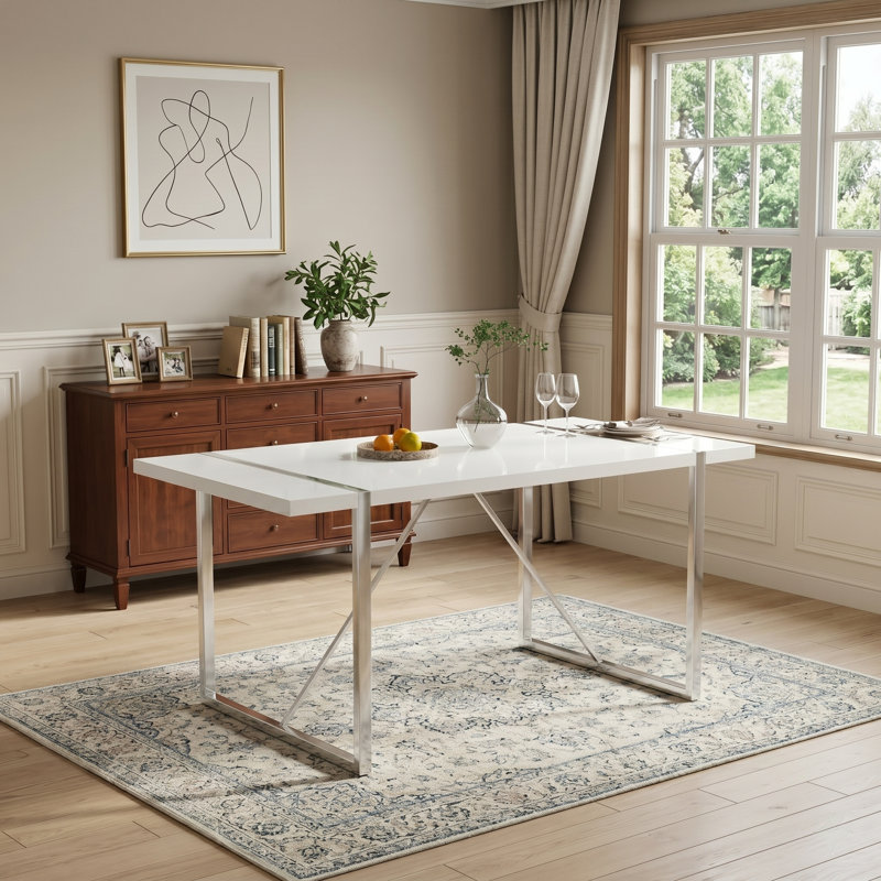 Table de salle à manger rectangulaire moderne en bois d'ingénierie Ameelah