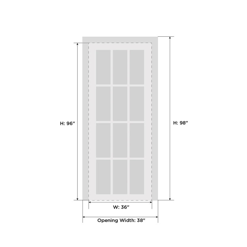 Modern Oak 36" x 96" Single French Door with Frosted Glass