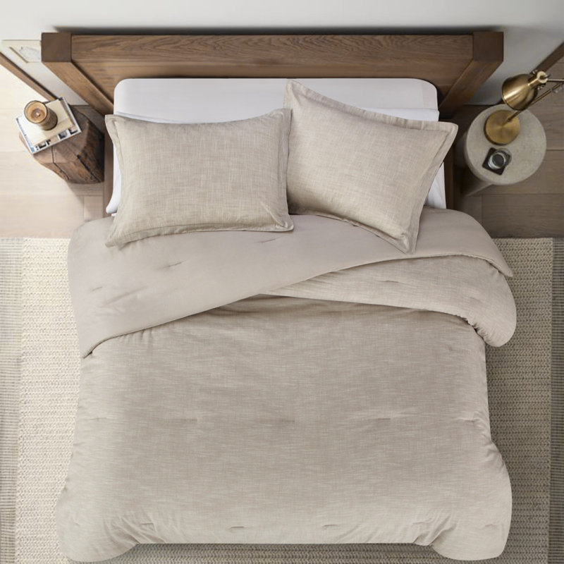 Ensemble d'édredon lavable en duvet pour lit simple 100% coton 140 fils, Beige