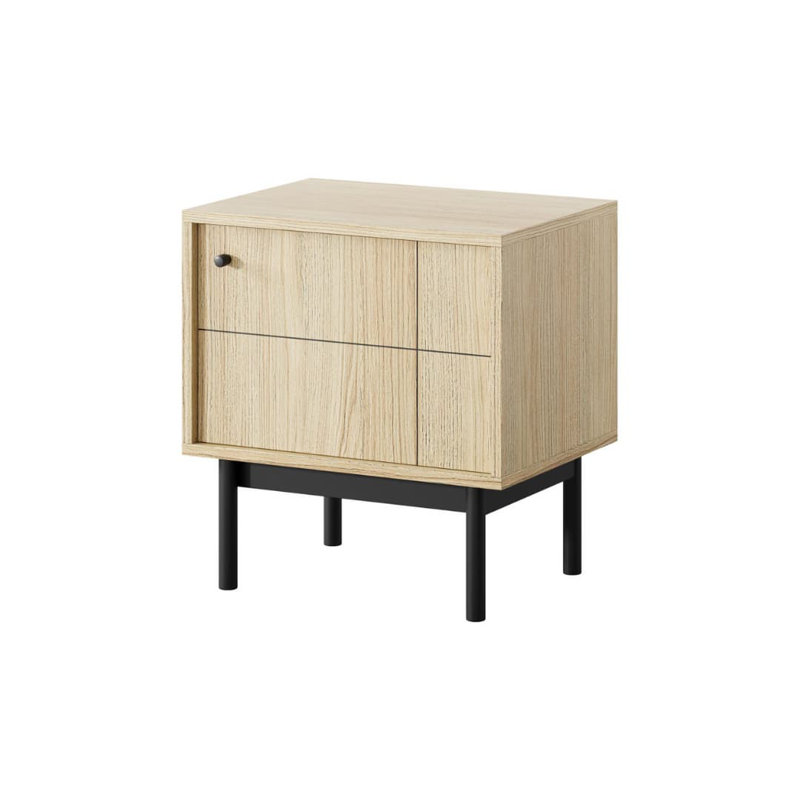 Japandi 54cm W Manufactured Wood Bedside Table, Beige