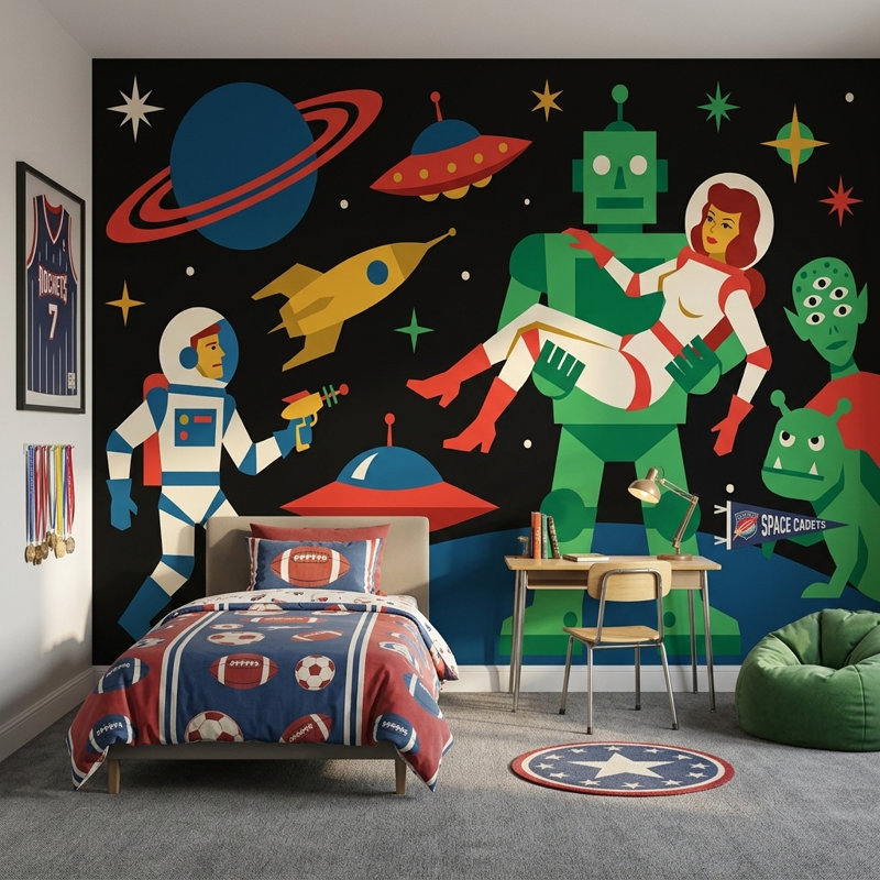 Décoration murale Mid Mid Century Modern, Non tissé, 160 po x 108 po
