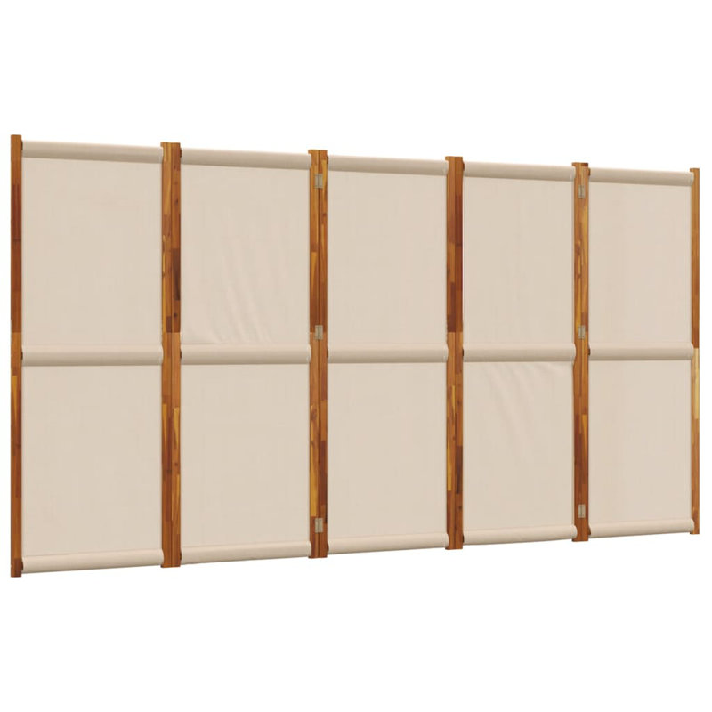 Metts 457.2cm H Solid Wood Folding Room Divider, 5, 180cm H x 350cm W, Taupe