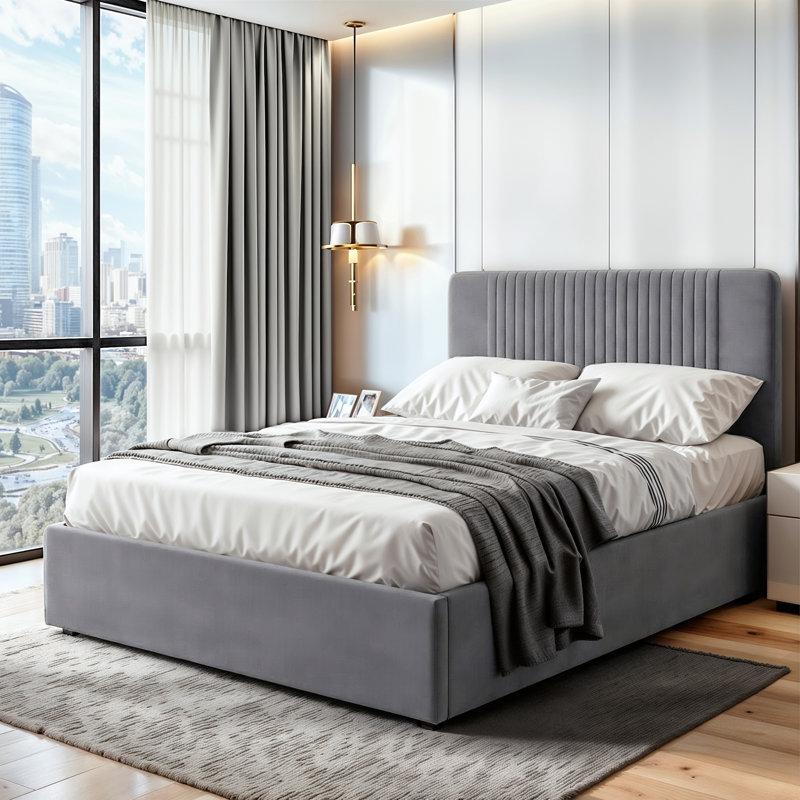 Melrose Upholstered Double (4'6) Bed, Grey
