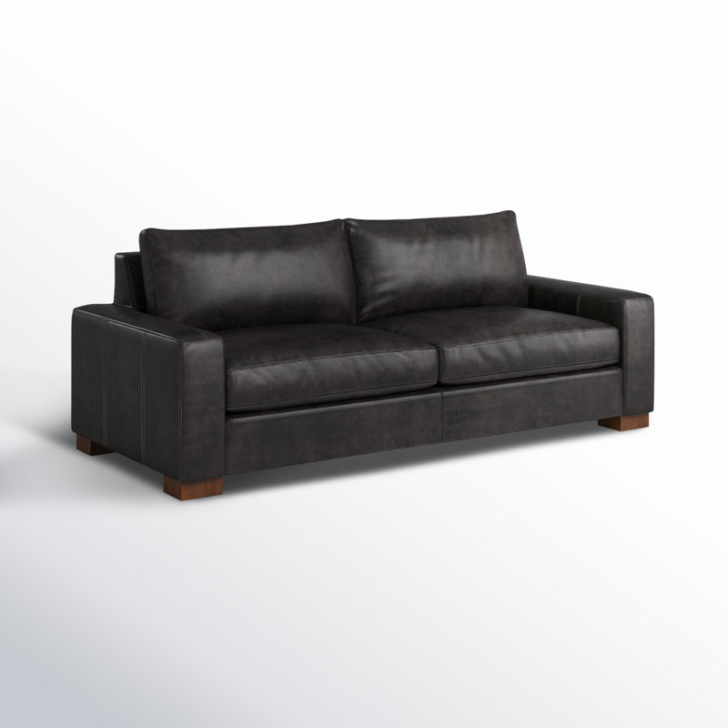 Jonie 91" Genuine Leather Sleeper Sofa, Revelation Steel Top Grain Genuine Leather
