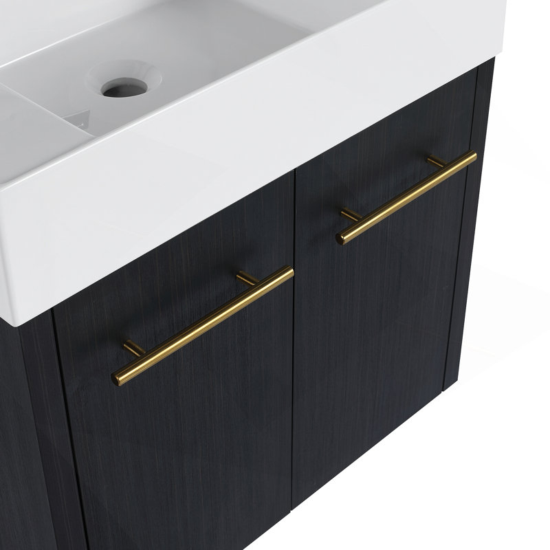 Meuble-lavabo mural 24 po avec lavabo, lavabo à rebords épais en résine