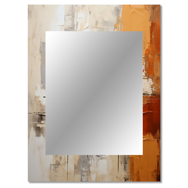 Gris, jaune, orange, impressions - abstrait, collage mural, miroir décoratif gris, impression d'art en métal, 40 po x 30 po