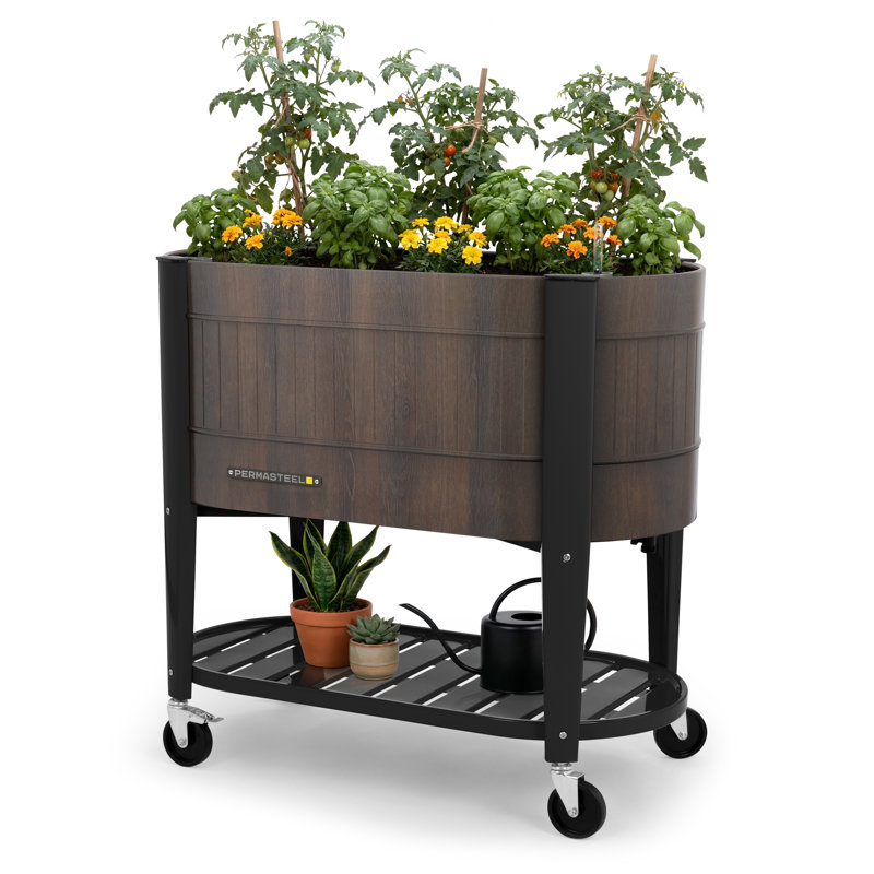 Lit de jardin surélevé avec pattes Permasteel, Brun