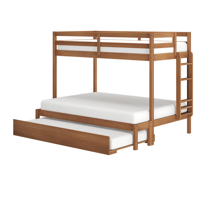 Lit superposé avec lit gigogne Bear, Twin/Full, Oak Embossed Pecan