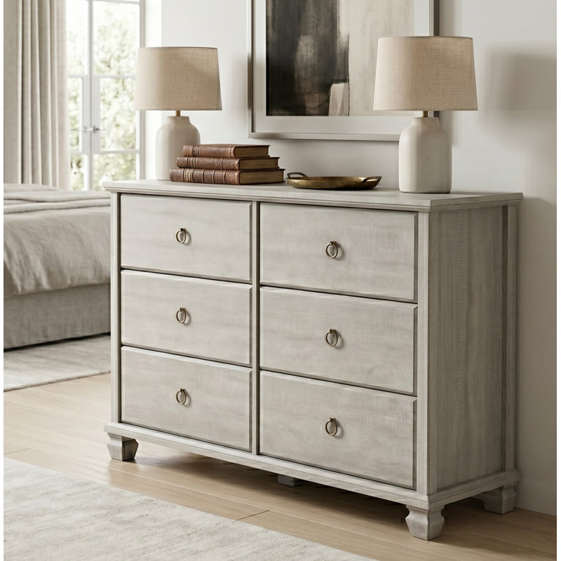 Weston Traditional 46.3" W 6 Drawer Dresser, Dusty Gray Oak