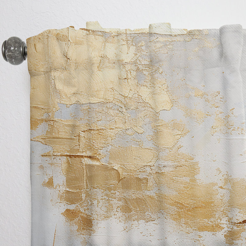 Paysage d'hiver simple Prerna beige et doré I - Rideau traditionnel - Velours obscurcissant - 1 panneau, L 52 po x L 108 po