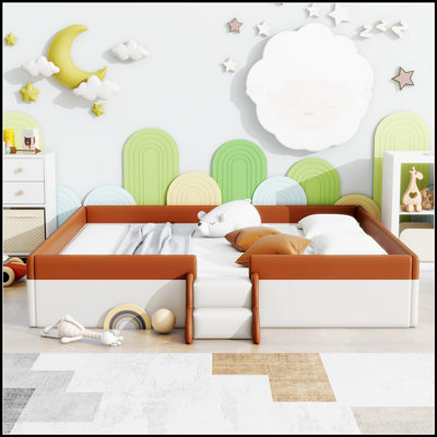 Structure de lit de jour rembourrée avec clôture et escalier, durable et élégante pour les chambres à coucher modernes, assemblage facile et conception confortable