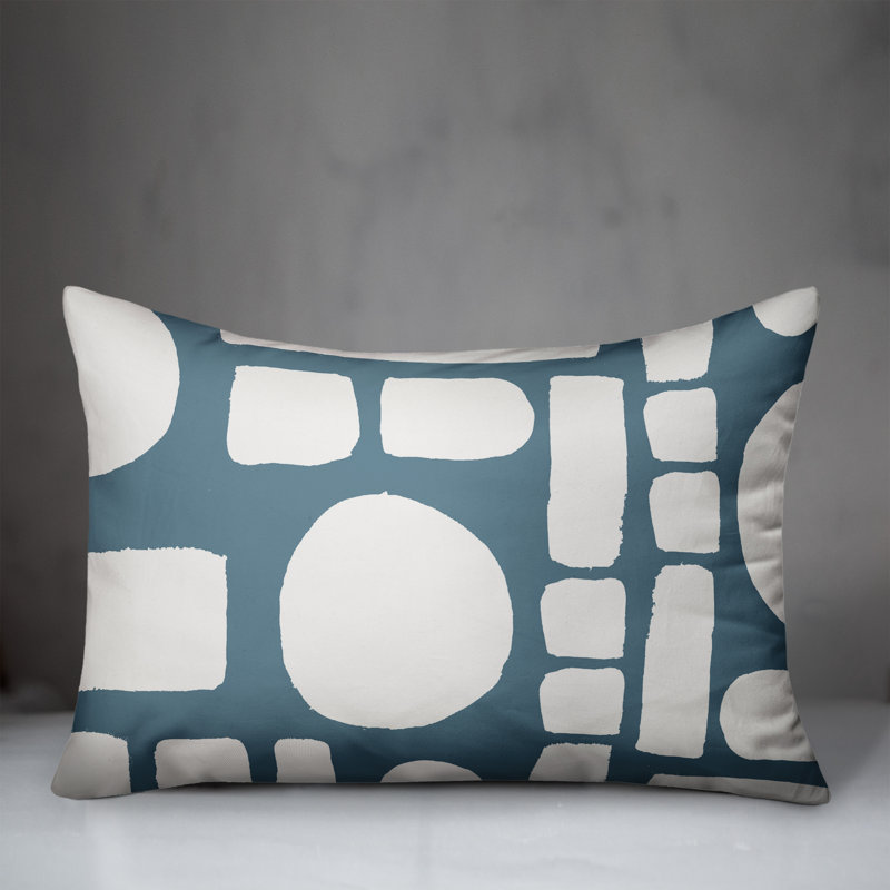 Collection 2 Modern Shapes Geometric Lumbar Pillow, Blue