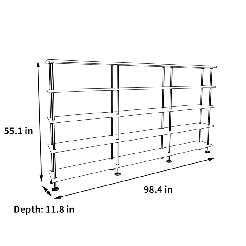 Bibliothèque simple et de haute qualité, (5 tablettes) H 55,1 po x l 98,4 po x P 11,8 po