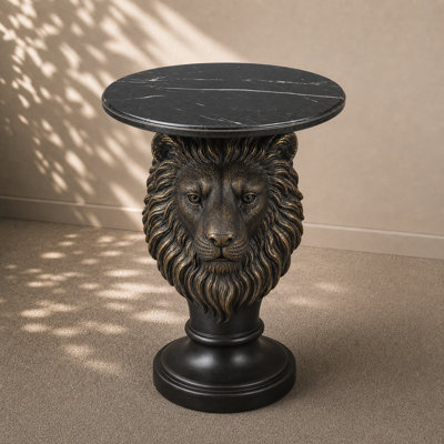 Antique Bronze Lion Head Side Table