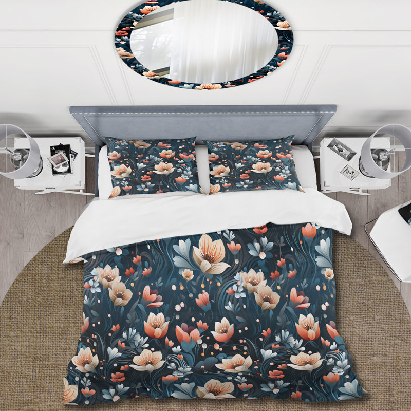 Romantic Peach Love Blossums Dreams - Ensemble de housse de couette à motif floral